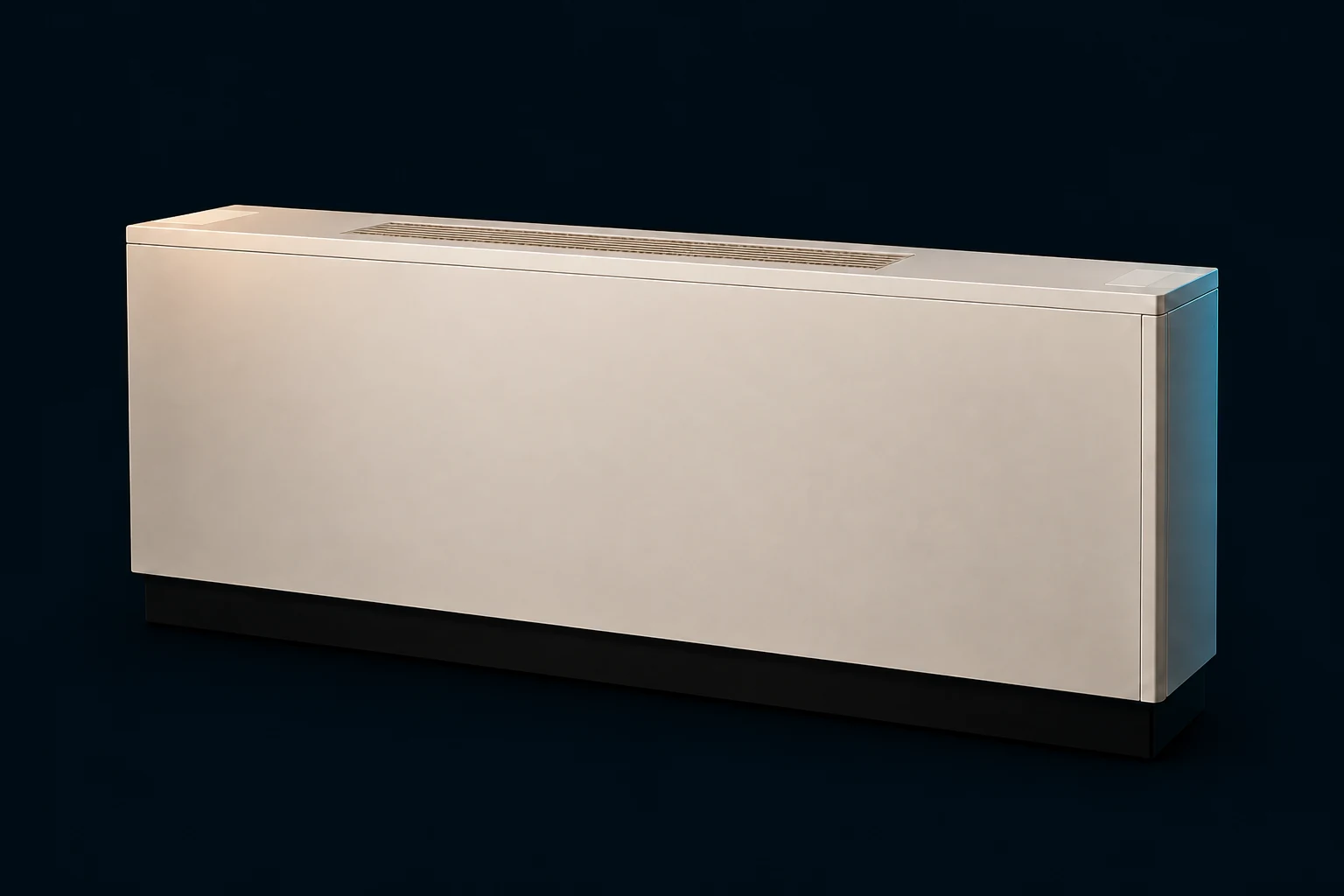 Product visualization of the PMAC floor unit with a low-profile console and top air grille